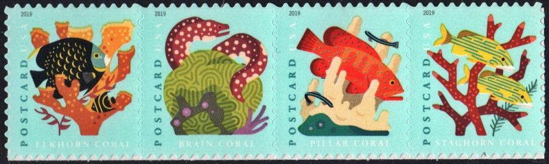 SC#5363-66 (35¢) Coral Reefs Horizontal Strip of Four (2019) SA