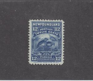 NEWFOUNDLAND # 69  VF-MH   12cts   WILLOW PTARMIGAN BLUE   CAT VALUE $40