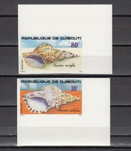 Djibouti, Scott cat. 480-481. Sea Shells, IMPERF issue. ^