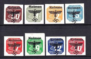 BOHEMIA & MORAVIA KOLMEN EAGLES OVERPRINTS x8 OG H M/M F/VF TO VF ON NEWSPAPERS