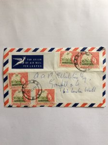 Basutoland overprinted Lesotho 1967 x5 2.5c Air Mail cover. Postmark Maseru.