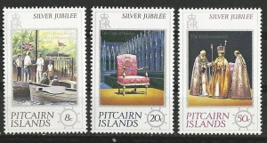 Pitcairn Island # 160-62  QE II Silver Jubilee  (3) Mint NH