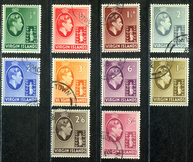 Virgin Islands Sc# 76-85 Used 1938-1947 ½p-5sh King George VI