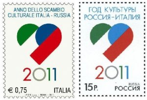 Italy Russia 2011 Year of culture joint issue Set of stamps both countries MNH