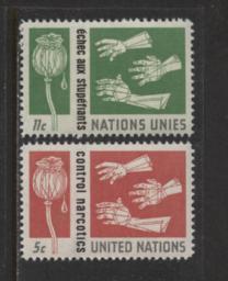 U.N. NEW YORK 1964 POPPY CAPSULE  MNH  SC 131-132