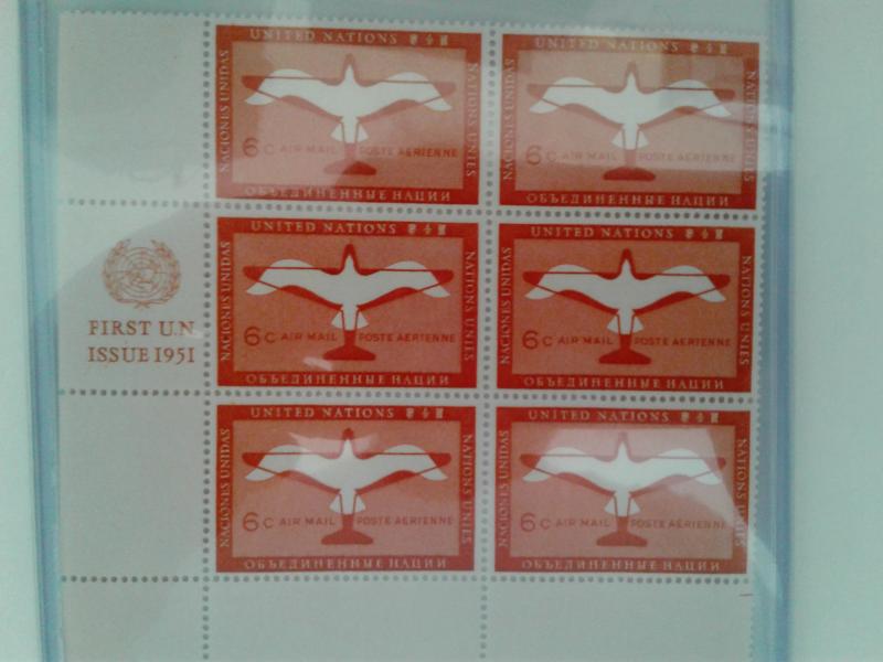 CLOSE OUT U.N SCOTT # C-1 AIR MAIL PLATE BLOCK OF 6 MNH FIRST ISSUE 1951 GEM