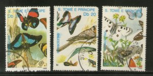 St. Thomas & Prince Island 1989 Butterflies Insect Wildlife Sc 898 Cancelled 938