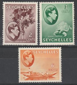 SEYCHELLES 1938 KGVI PICTORIAL 2C 3C AND 6C