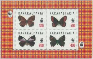 2002 - RUSSIAN STATE, SHEET: WWF, Butterflies, Insects