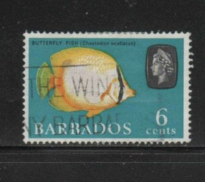 BARBADOS #272  1965  6c  QEII & BUTTERFLY FISH F-VF  USED