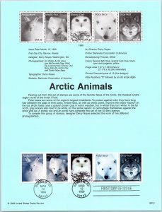 USPS SOUVENIR PAGE ARCTIC ANIMALS SETENANT STRIP OF (5) 1999