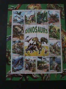 ​TIMOR-2001-16 DIFFERENT WORLD FAMOUS DINOSAURS CTO LARGE SHEET VERY FINE