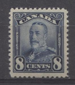 Canada #154 8c Bright Indigo King George V 1928 Scroll Issue Fine Mesh VF-82 NH