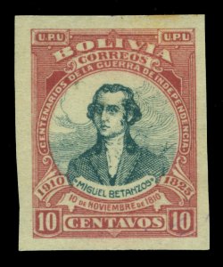 BOLIVIA 1910 War of Independence - Betanzos 10c claret Sc# 93a mint MNH  IMPERF.