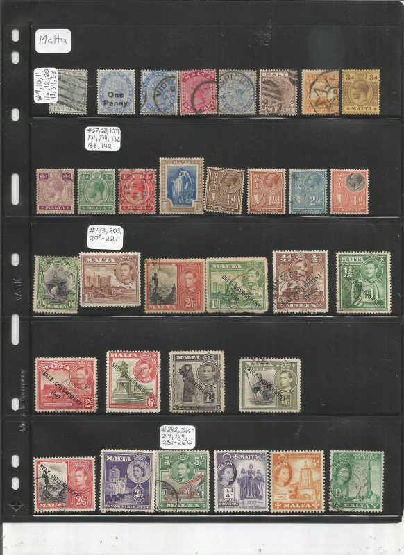 MALTA COLLECTION ON STOCK SHEET, MINT/USED