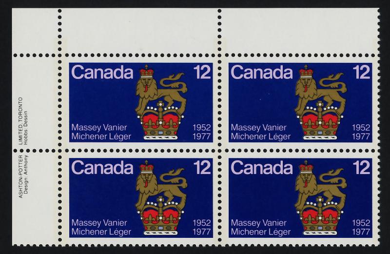 Canada 735 TL Plate Block MNH Governor General's Standard, Crest