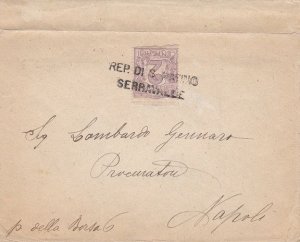 1903 SAN MARINO, n . 34 2c. brown violet on letter. ND stamp at the bottom.