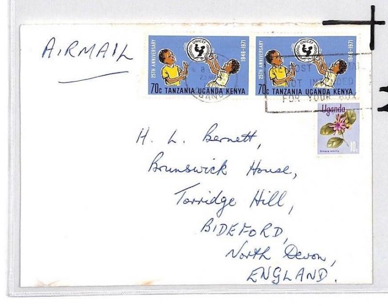 UGANDA Cover KUT MIXED FRANKING 1972 Air Mail FLOWERS Children UNICEF CE192