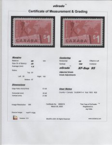 Canada Scott #411 OG MNH eGRADED With Certificate Superb 95