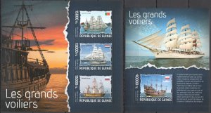 St689 2014 Guinea Sailing Ships Les Grands Voiliers Transport Kb+Bl Mnh