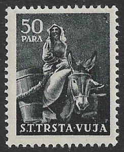 YUGOSLAVIA TRIESTE ZONE B 1950 50p PEASANT ON ASS Issue Sc 23 MNH