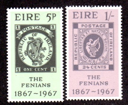 IRELAND 238-9 MNH SCV $1.40 BIN .85 STAMP ON STAMP