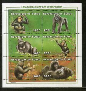 Chad 1998 Gorillas & Chimpanzees Animals Wildlife Sc 770 Sheetlet MNH # 7980