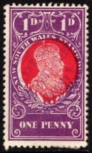 1908 New South Wales Revenue One Penny King Edward VII Stamp Duty Used