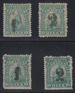 PARAGUAY 1881 PROVISIONAL Sc 17-18 TWO FULL SETS BOTH PRINTINGS MINT CV$352.00 