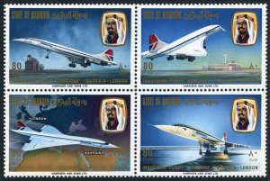 Bahrain 244-247b, 247a sheet, MNH. Concorde, London to Bahrain flight,1976. Map.