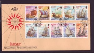Jersey Sc 941-950 2000 ships stamp set on FDC