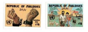 Maldives 1984 - Namibia Day - Set of 2 Stamps - Scott #1058-9 - MNH