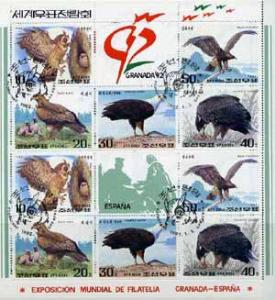 North Korea 1992 Birds of Prey sheetlet containing 2 x co...