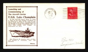 USS Lake Champlain 1945 Launching Cover / Werve Cachet - L1291 