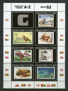 NIGER 2019 WORLD WILDLIFE FUND WWF G COUNTRIES STAMP ON STAMP  SHEET II  MINT NH