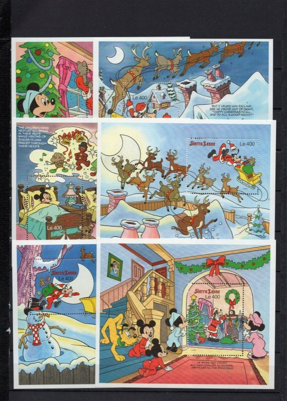 SIERRA LEONE 1990 DISNEY NIGHT BEFORE CHRISTMAS SET OF 6 S/S MNH 