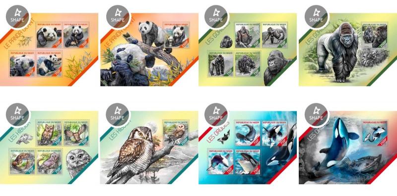 Animals Marine Fauna Birds Butterflies Pets Tiere Niger  22 MNH sheets stamp set