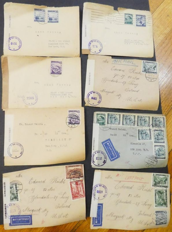 EDW1949SELL : AUSTRIA Collection of 33 Air Mail Censored covers to USA.