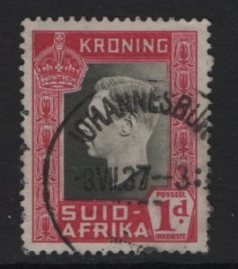 South Africa #75b  used  1937  coronation  . 1d .  single .  Afrikaans