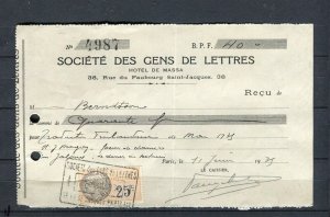 FRANCE; 1920s early fine used Revenue Document stamped item