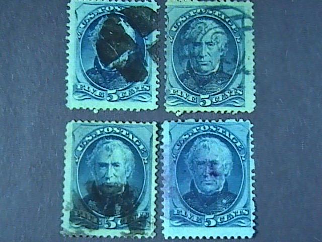 U.S.# 179 X 4 pieces-USED-MANY  SHADES & CANCELS--TAYLOR--1875