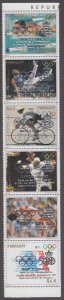 PARAGUAY Sc #2199a-f MNH STRIP of 6 - SPORTS OVERPRINTED BARCELONA OLYMPICS  '92