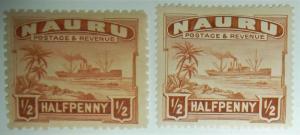 NAURU #17-17a 1924 1/2p FREIGHTER MINT FREE US SHIPPING