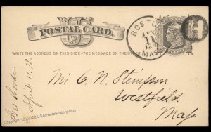 USA 1800s Boston Mass Negative Letter H Fancy Cancel Cover 95038