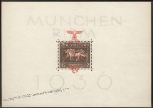 Germany 1937 Munich Muenchen Brown Band Horse Race Mi Block 10 MNH 108873