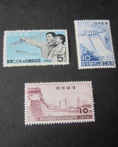 Japan 1956 Sc 620(MH),621(MNH),622(MH)