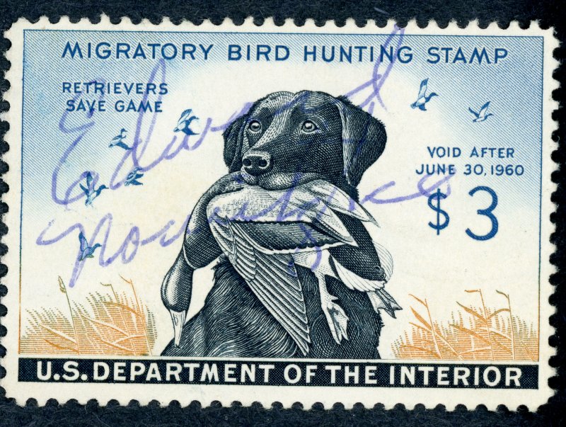 #RW26 – 1959 $3.00 Dog & Mallard. Used.