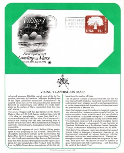 1976 Viking 1 Mission First Mars Landing special event cover & informative panel