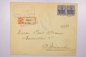 Belgium 1917 Occupation Cover Registered to Munich - L39404