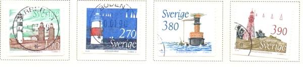 Sweden Sc  1719-22 1989 Lighthouses stamp set used